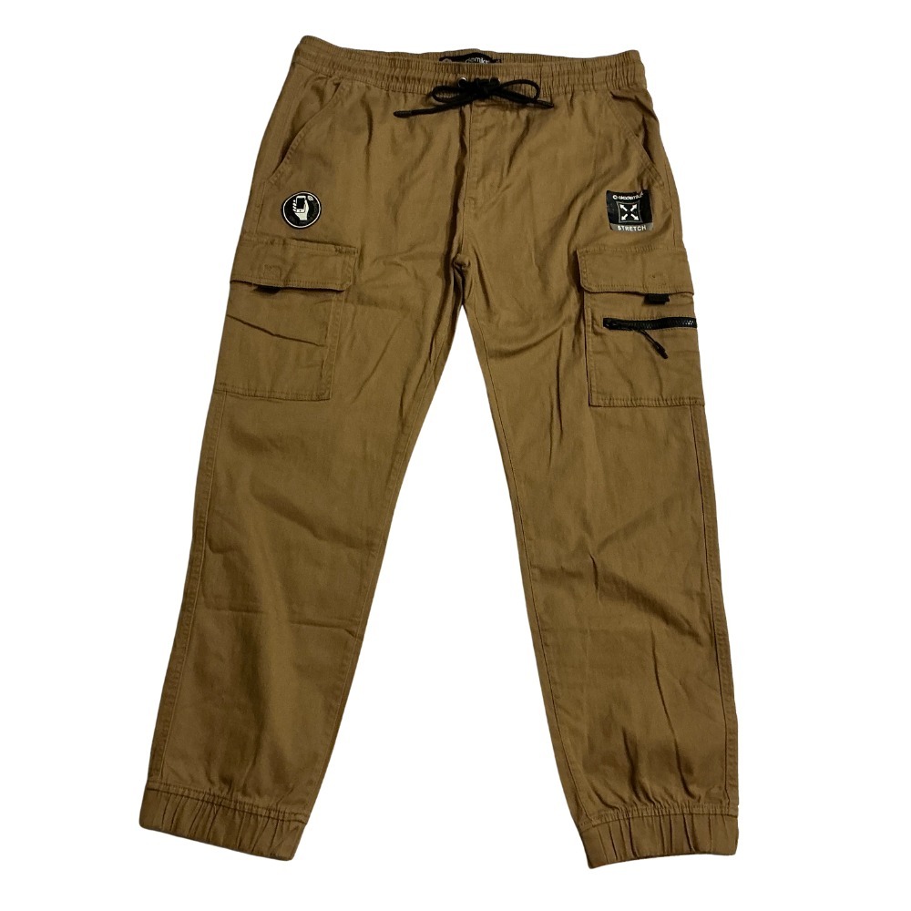 Akademics Womens Cargo Pants Plus Size XL Elastic Waist Cuff Ankles Tan